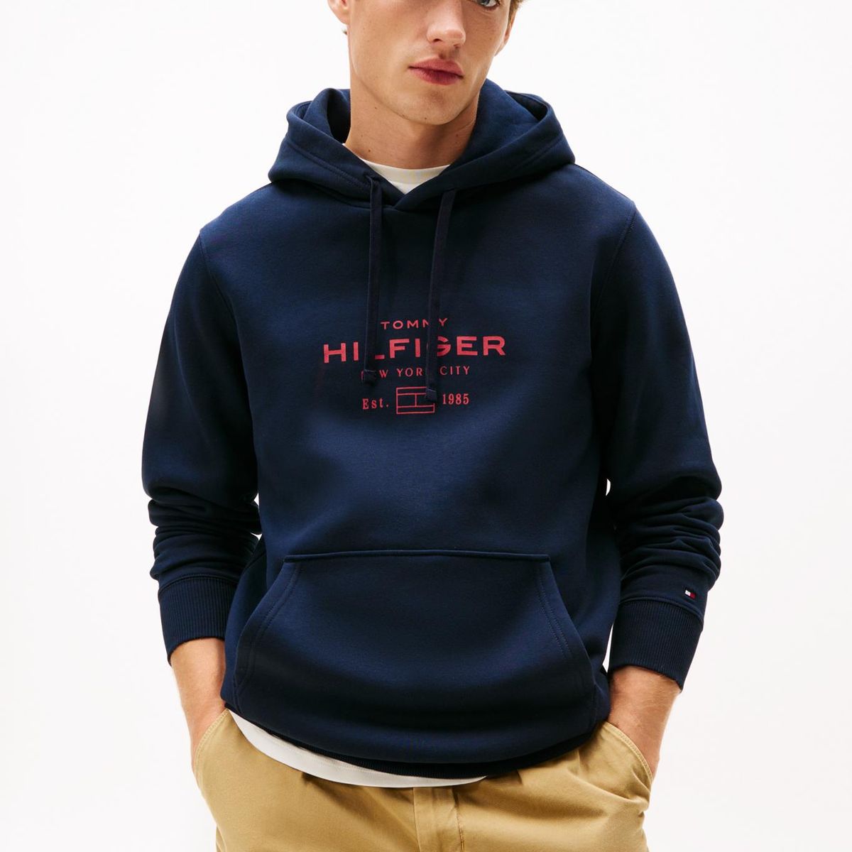TOMMY HILFIGER - Polerón Hoodie Oval Logo Gráfico Azul Tommy Hilfiger