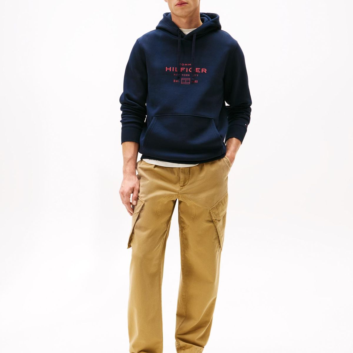 TOMMY HILFIGER - Polerón Hoodie Oval Logo Gráfico Azul Tommy Hilfiger