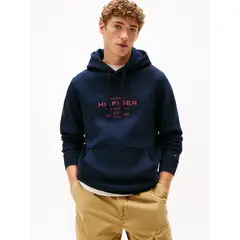 TOMMY HILFIGER - Polerón Hoodie Oval Logo Gráfico Azul