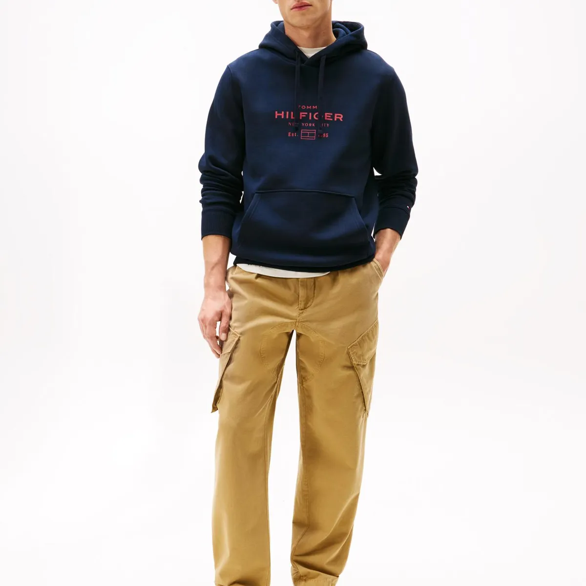 TOMMY HILFIGER - Polerón Hoodie Oval Logo Gráfico Azul Tommy Hilfiger