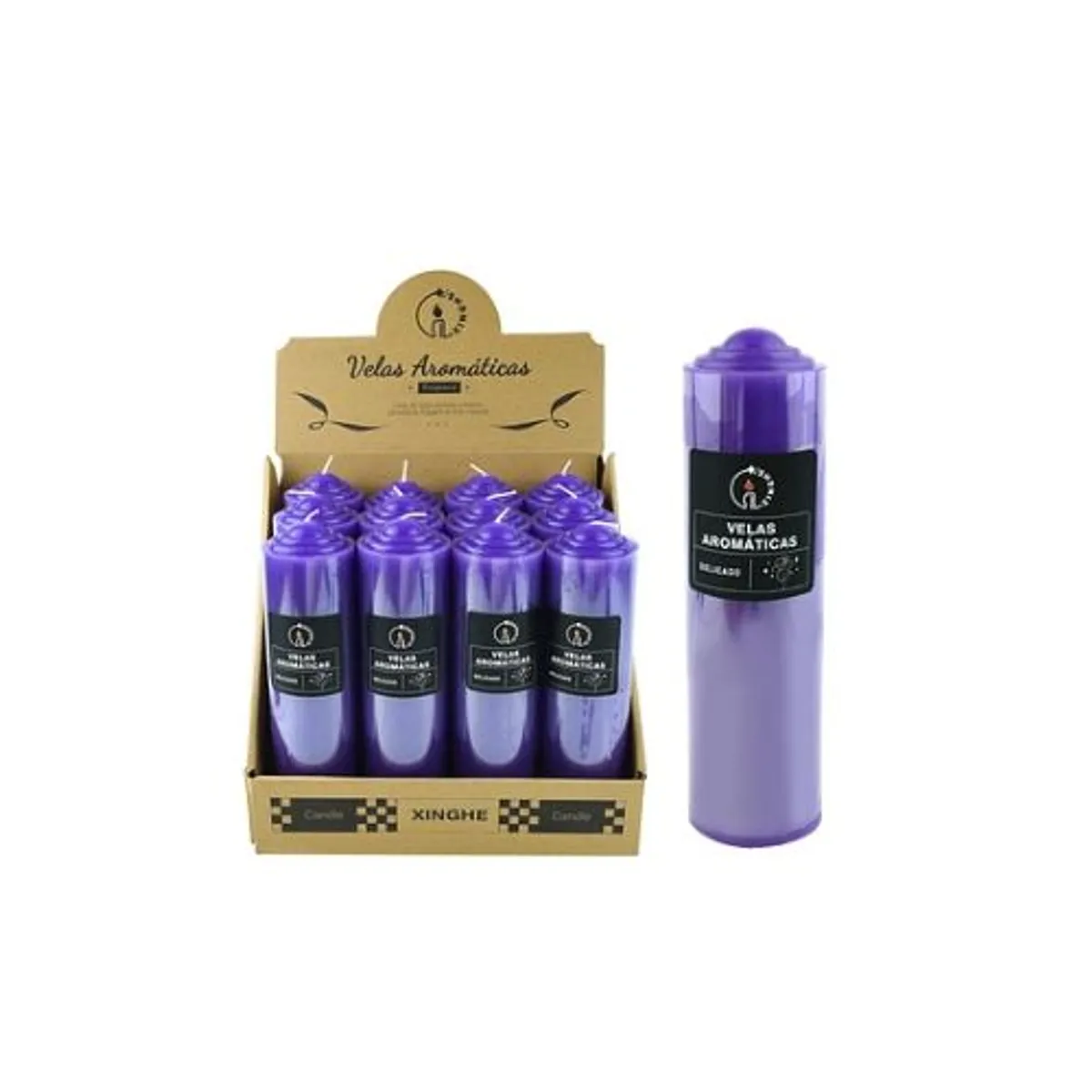 GENERICO - Vela aromática pilar morado 6x20cm 410g