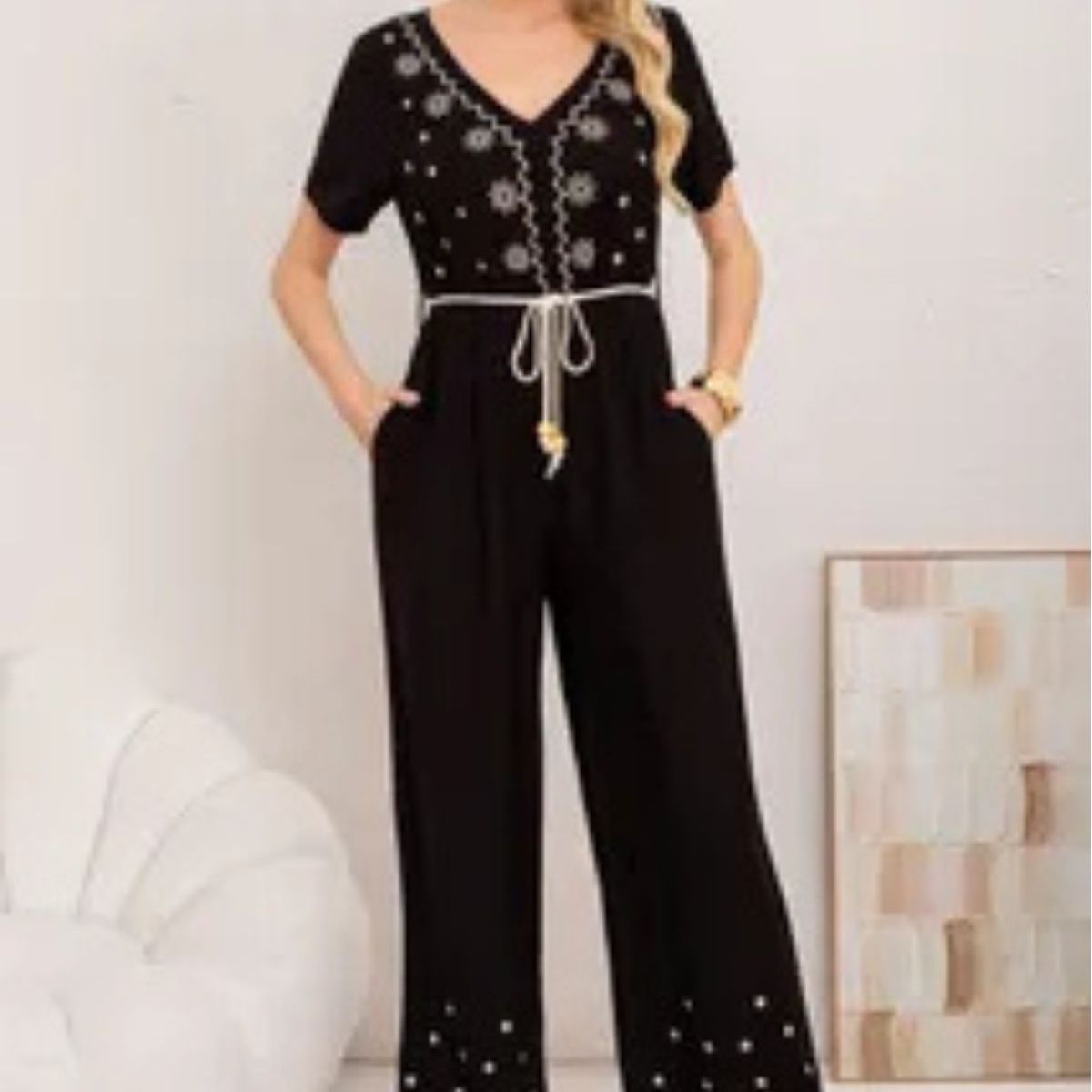 LOOK SHOP - Enterito Largo Lino Mujer Bordado, Tendencia, Viral. 3350