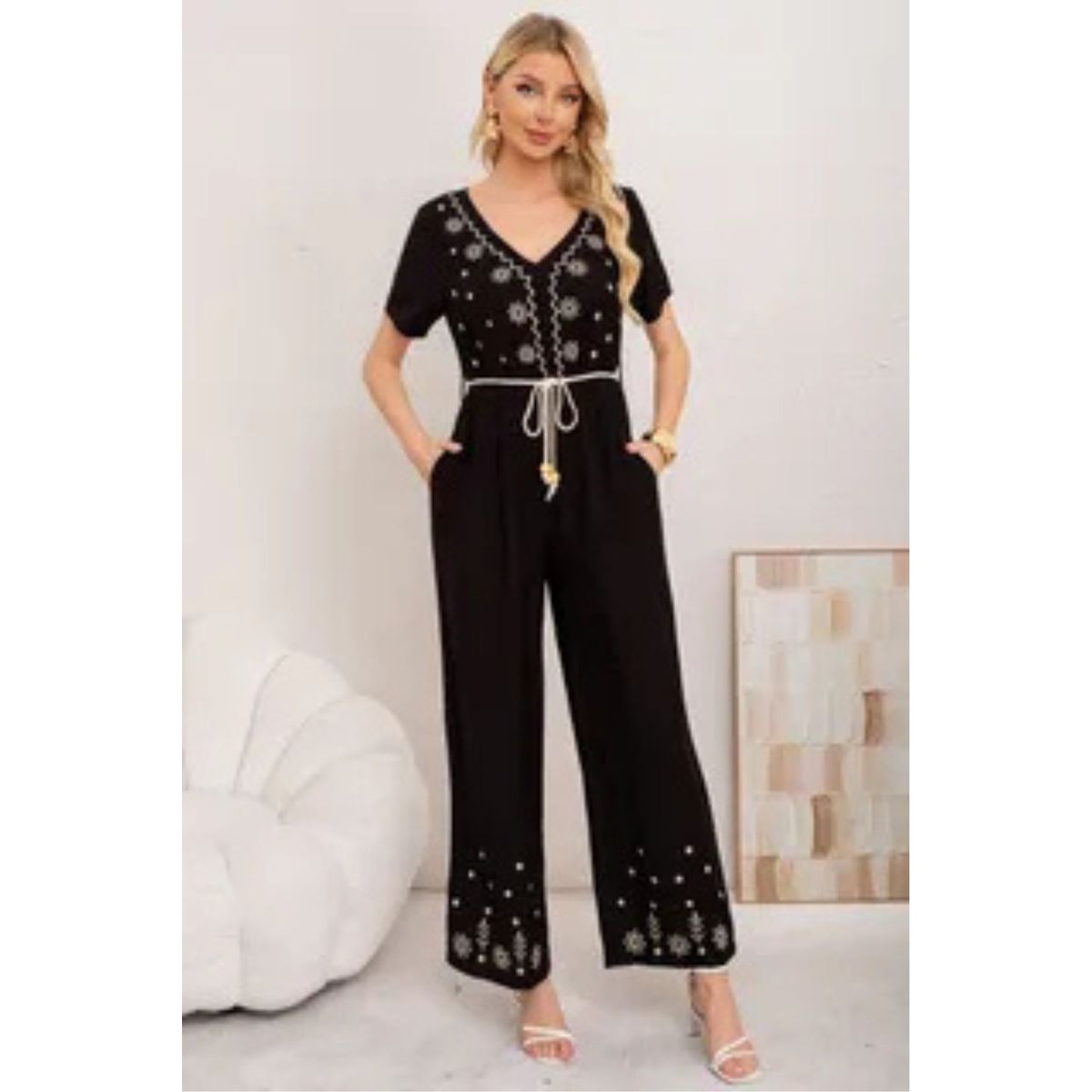 LOOK SHOP - Enterito Largo Lino Mujer Bordado, Tendencia, Viral. 3350