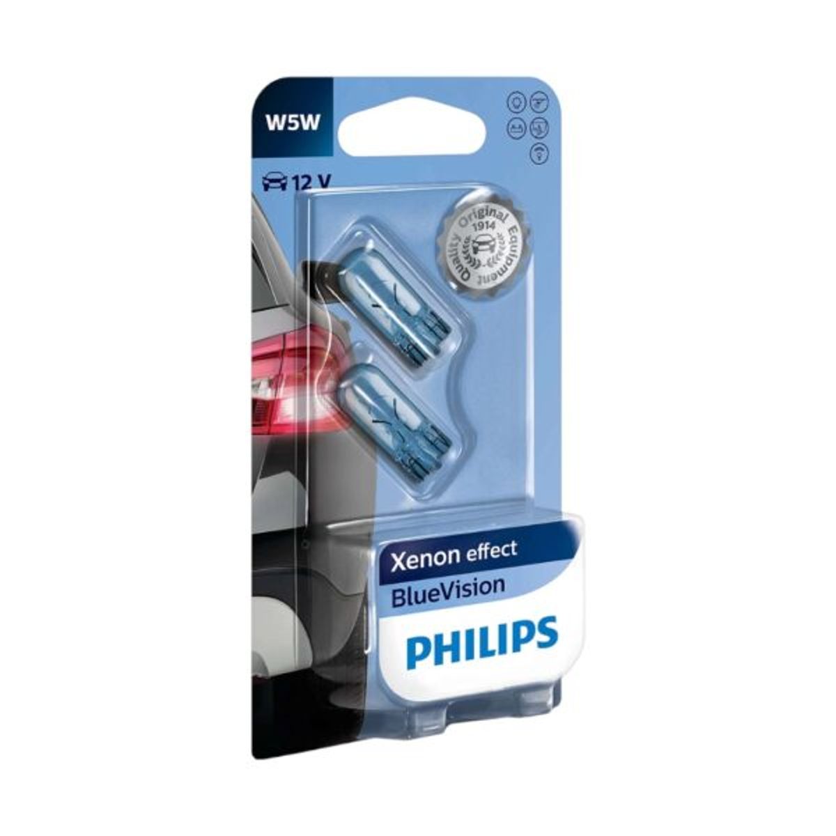 PHILIPS - Pack 2 Ampolletas Xenon Blue Vision W5W T10 12V para Auto