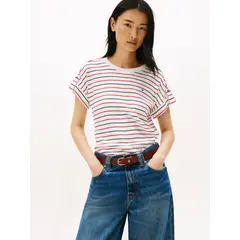 TOMMY HILFIGER - Polera Con Diseño De Rayas Blanco