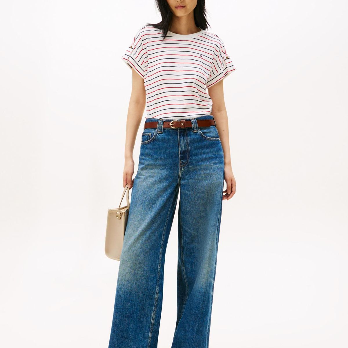 TOMMY HILFIGER - Polera Con Diseño De Rayas Blanco Tommy Hilfiger