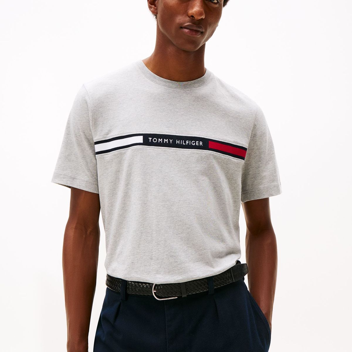 TOMMY HILFIGER - Polera Chest Insert Logo Gris Tommy Hilfiger