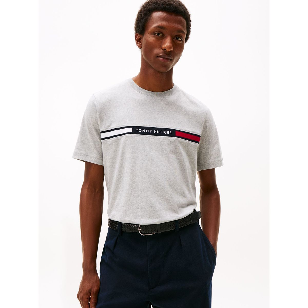 TOMMY HILFIGER - Polera Chest Insert Logo Gris Tommy Hilfiger