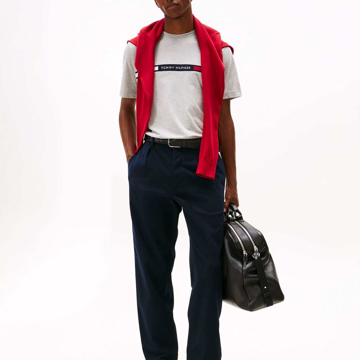 TOMMY HILFIGER - Polera Chest Insert Logo Gris Tommy Hilfiger