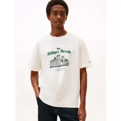 TOMMY HILFIGER - Polera Skyline Logo Relaxed Fit Blanco