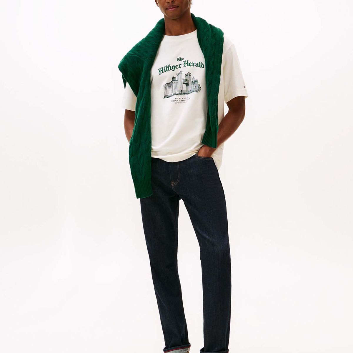 TOMMY HILFIGER - Polera Skyline Logo Relaxed Fit Blanco Tommy Hilfiger