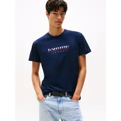 TOMMY HILFIGER - Polera De Punto Con Logo Azul Tommy Jeans