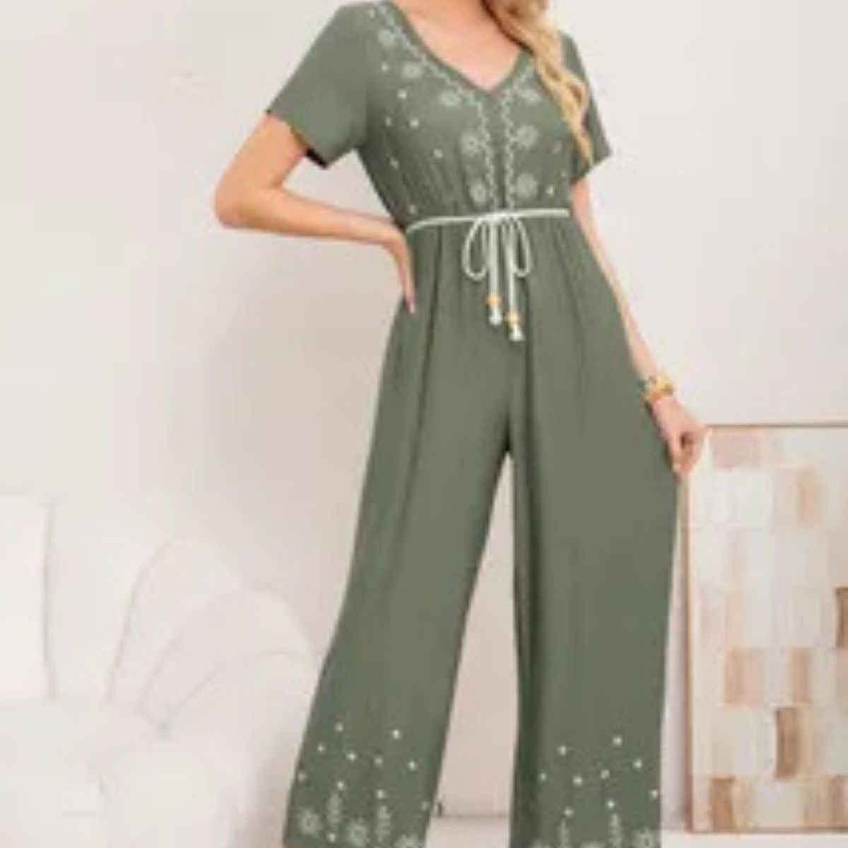 LOOK SHOP - Enterito Largo Lino Mujer Bordado, Tendencia, Viral. 3350