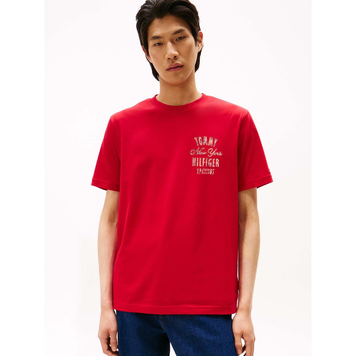 TOMMY HILFIGER - Polera Con Logo Gráfico Regular Fit Rojo Tommy Hilfiger