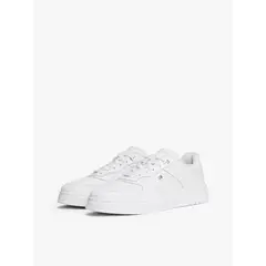 TOMMY HILFIGER - Zapatillas De Cuero Suela Cupsole Blanco