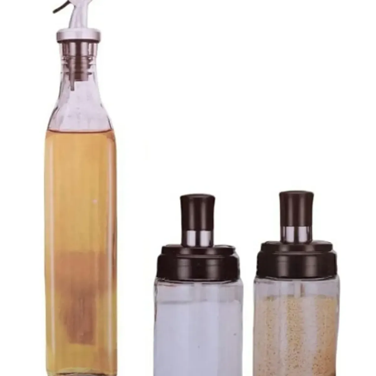 GENERICO - Set De 3 Dispensadores De Condimentos Y Aceitero Vidrio