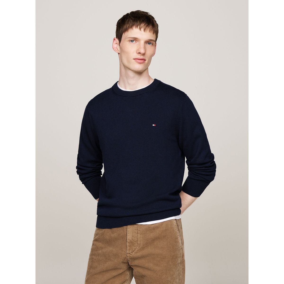 TOMMY HILFIGER - Sweater Pima Con Cachemira Con Logo Azul Tommy Hilfiger
