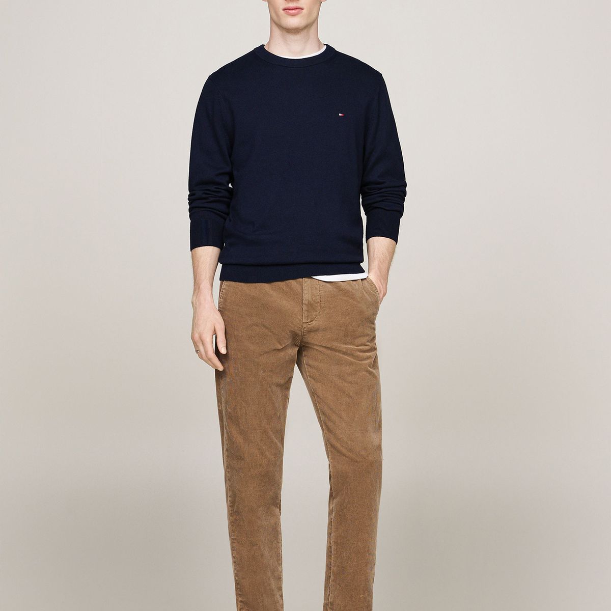 TOMMY HILFIGER - Sweater Pima Con Cachemira Con Logo Azul Tommy Hilfiger