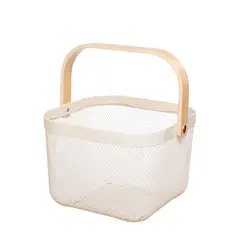 HOME ESSENTIALS - Canasto de metal multiuso blanco
