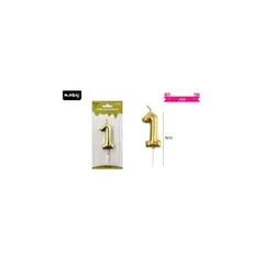 GENERICO - Vela de número 1 dorado 5x6CM