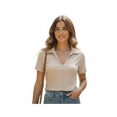 GARSIL - Crop Top Para Mujer Cuello Polo - Pique De Manga Corta