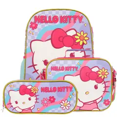HELLO KITTY - Set 3 en 1 Escolar Niña Flores Rosado