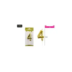 GENERICO - Vela de número 4 dorado 4x6CM