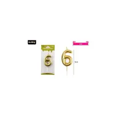 GENERICO - Vela de número 6 dorado 4x6CM