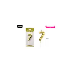 GENERICO - Vela de número 7 dorado 4x6CM