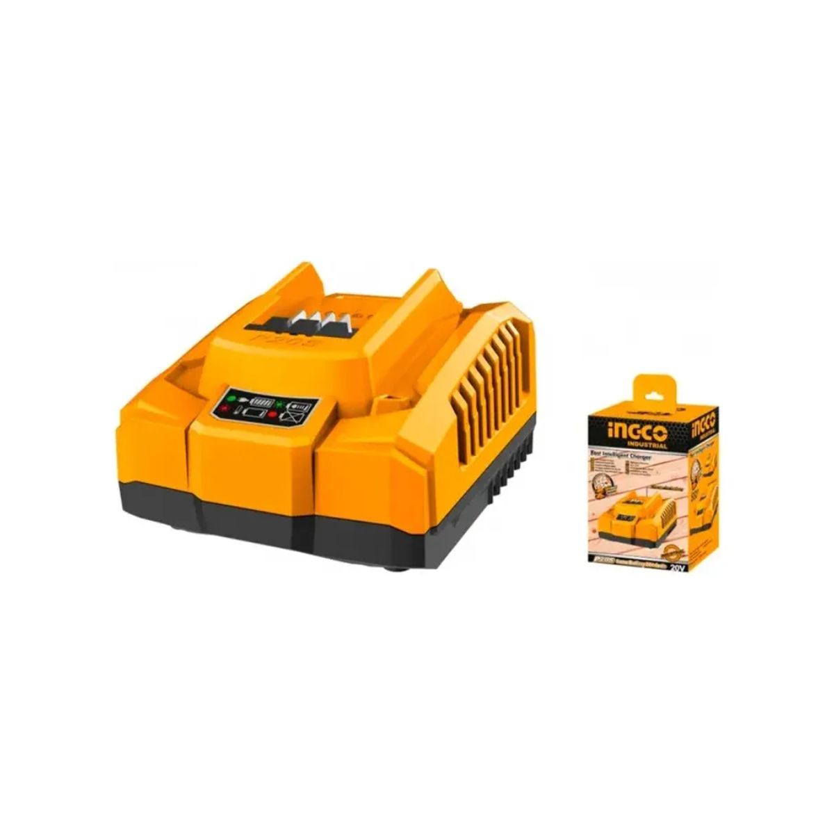 INGCO - Pistola De Impacto 850nm + Batería 2ah Y Cargador Rápido Ing Amarillo 20v 50hz60hz