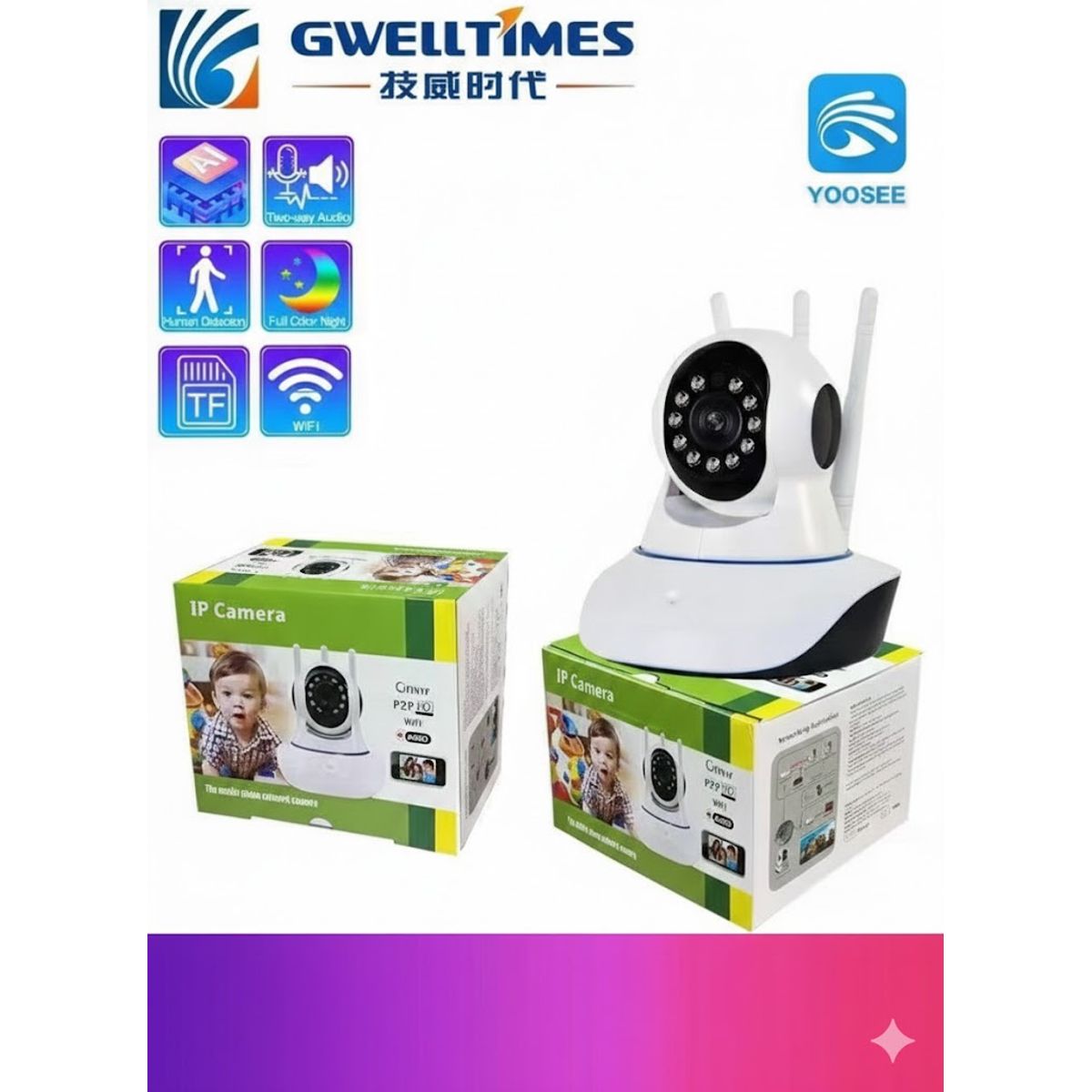 GENERICO - Camara 5G Vision Nocturna Ip Wifi Hd 360° Yoosee Motorizada