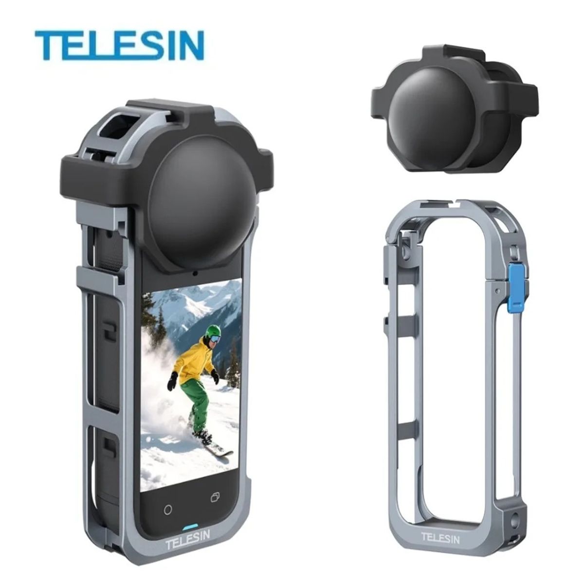 TELESIN - Jaula de Aluminio para Insta360 X5 + Protector - TELESIN