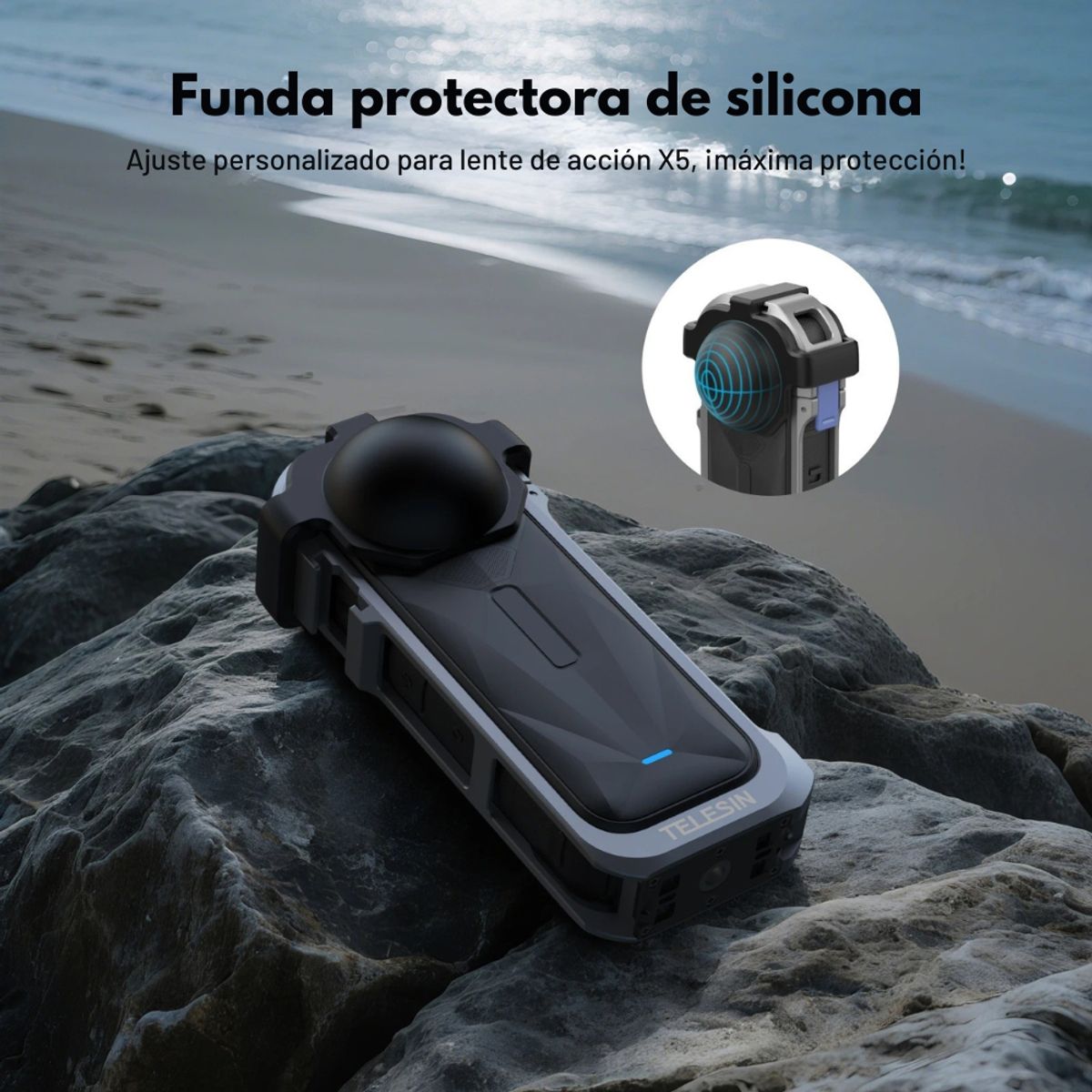 TELESIN - Jaula de Aluminio para Insta360 X5 + Protector - TELESIN