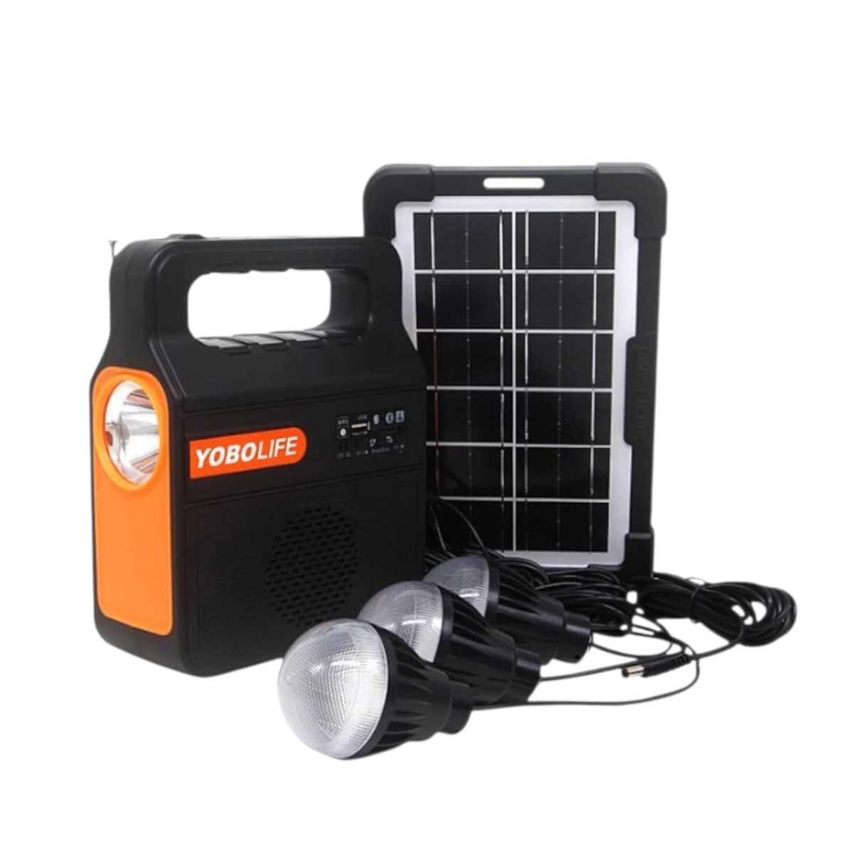 GENERICO - Radio Linterna Luz Solar A Bateria Con 3 Luces Usb Mp3