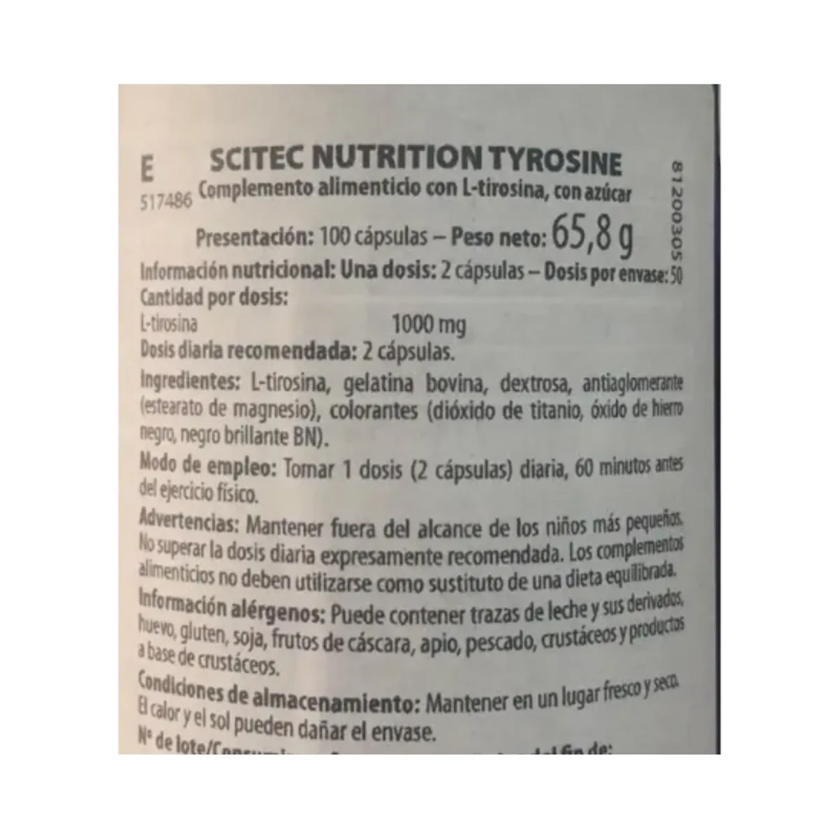SCITEC NUTRITION - Tirosina 100 Capsulas Scitec Nutrition.