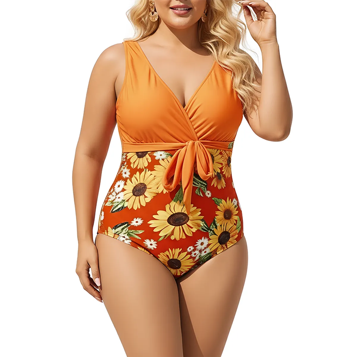 HIPSY SWIMWEAR - Traje de Baño Entero Girasol Naranja