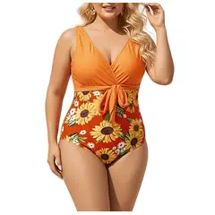 HIPSY SWIMWEAR - Traje de Baño Entero Girasol Naranja