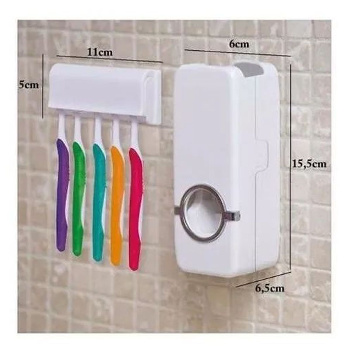 GENERICO - Dispensador de pasta de dientes con soporte para 5 cepillos, color blanco