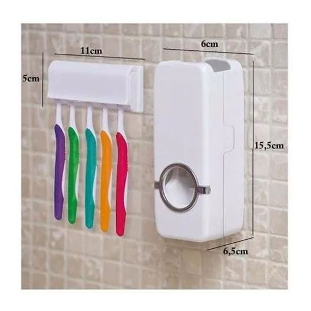 GENERICO - Dispensador de pasta de dientes con soporte para 5 cepillos, color blanco