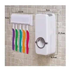GENERICO - Dispensador de pasta de dientes con soporte para 5 cepillos, color blanco