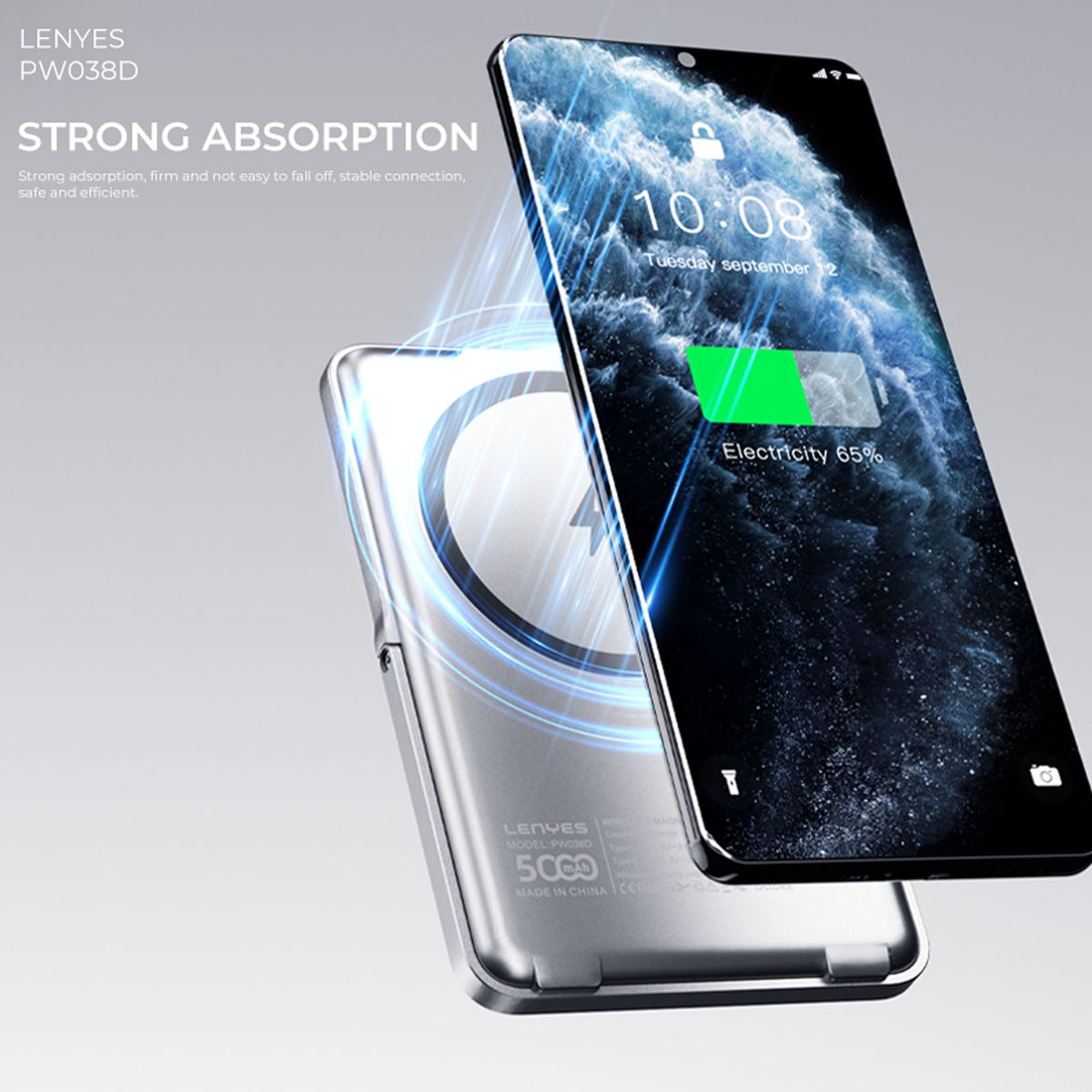 LENYES - Bateria Externa Power Bank Magnetico 5000mah Metalica PW038D