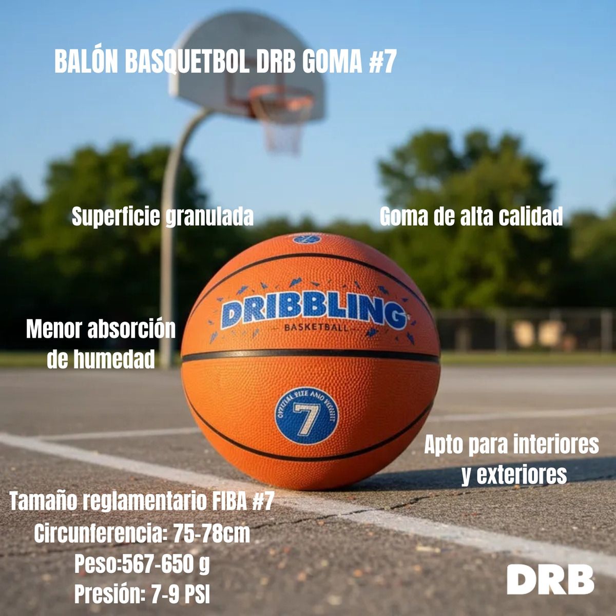DRB - Balon Basquetbol 7 Pelota Basketball Drb Funball Tamaño 7