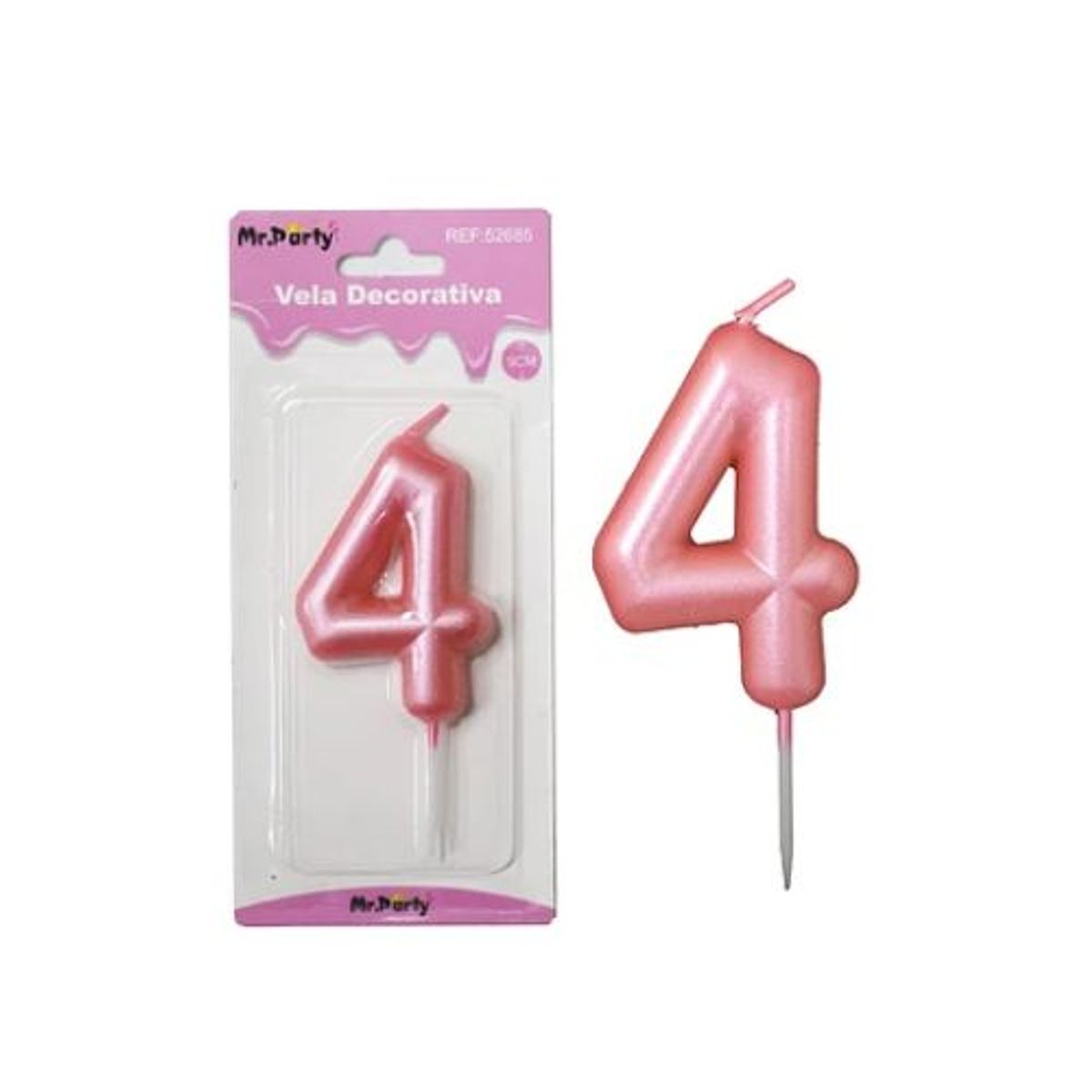 GENERICO - Vela de número 4 rosado 4x6CM