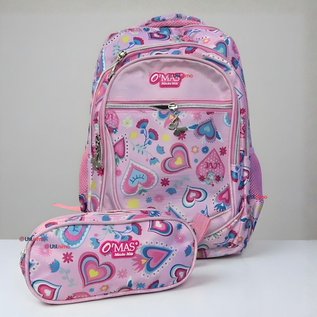 UTILISIMO - Mochila Escolar Con Estuche 36cm Tela Oxford Impermeable Niña