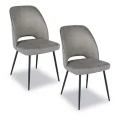 NOVAHUS - Pack 2 Sillas de Comedor Oval PU Taupe Claro