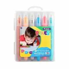 TORRE - Crayones Gel 3 en 1 Metálicos 6 Colores Pekes