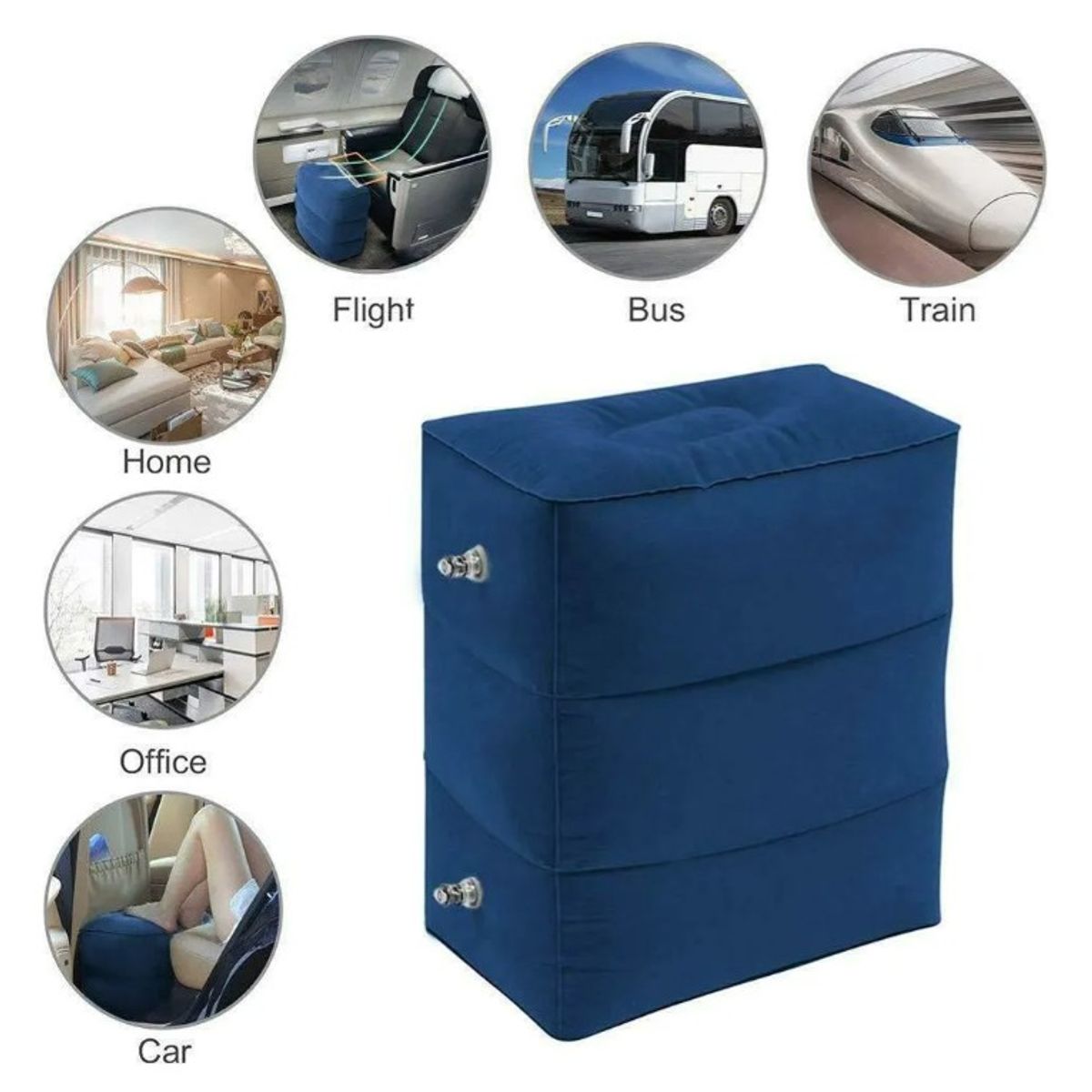 GENERICO - Reposapiés Inflable Para Viajes Avión Auto Almohada Cojín