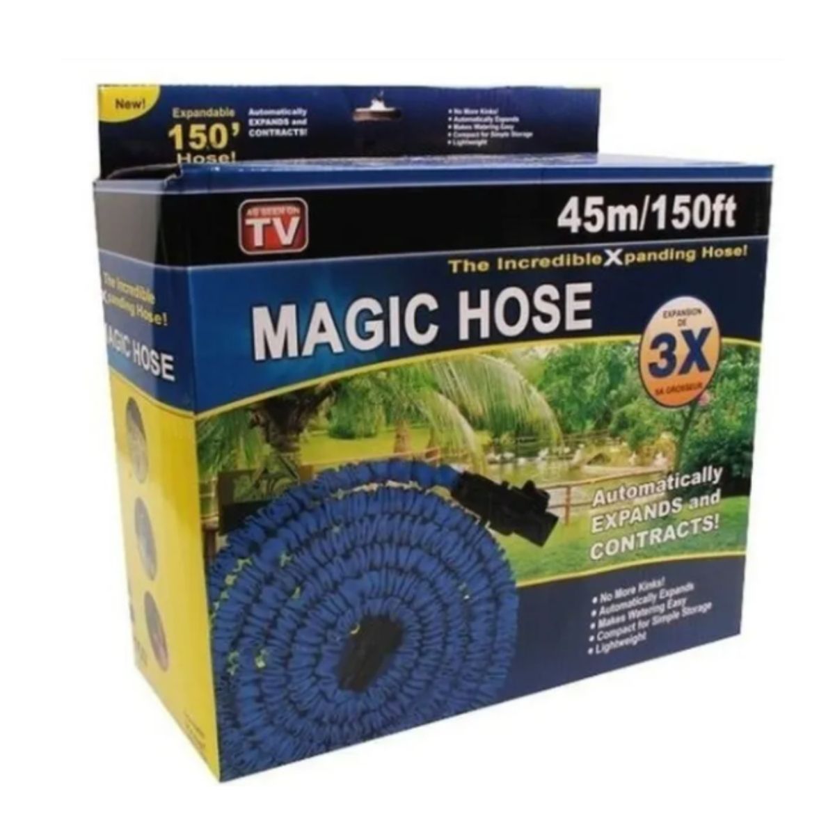 GENERICO - Manguera Retractil Expandible Jardin 45 Metros Azul