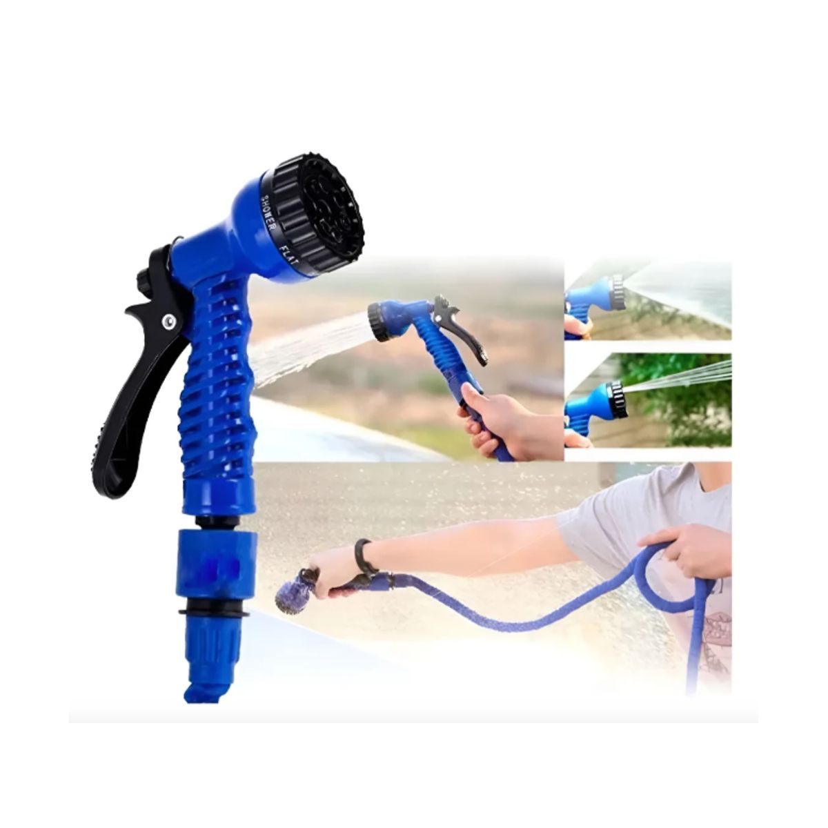 GENERICO - Manguera Retractil Expandible Jardin 45 Metros Azul