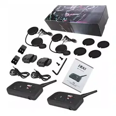 GENERICO - Pack 2 Intercomunicadores Casco Moto Manos Libres V6 Pro 2.0